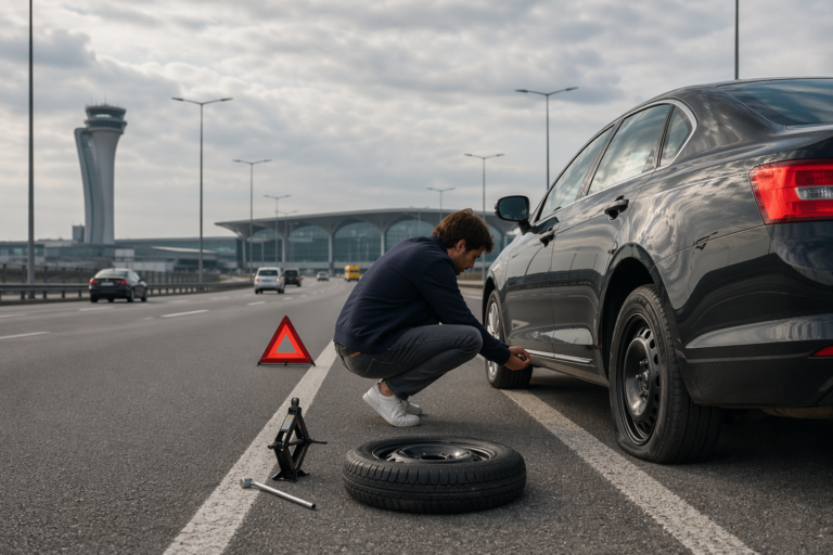 istanbul havalimanı yolunda lastiğim patladı !