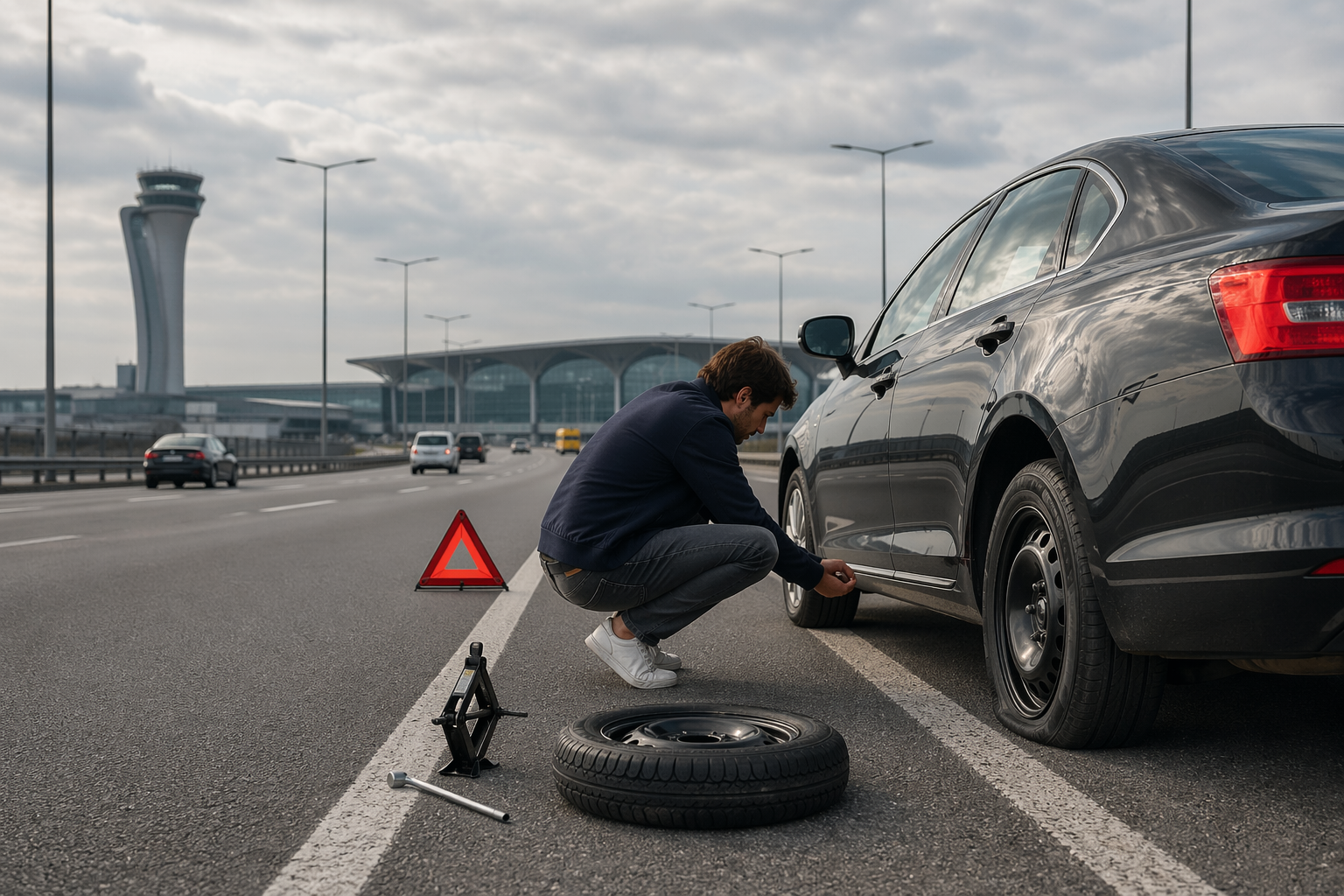 istanbul havalimanı yolunda lastiğim patladı !